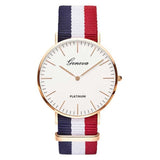 Womens Nylon Geneva strap Watch