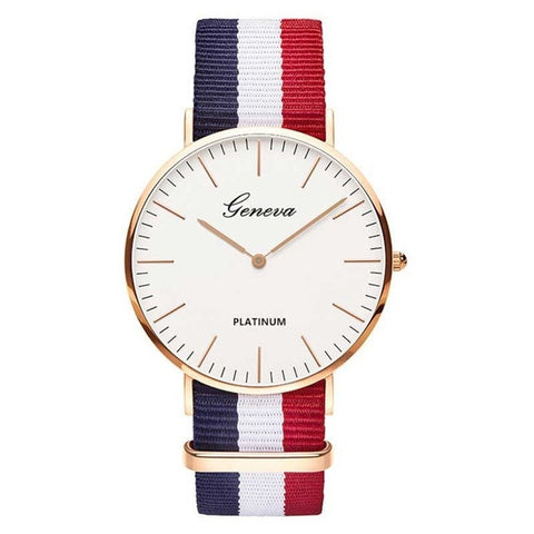 Womens Nylon Geneva strap Watch