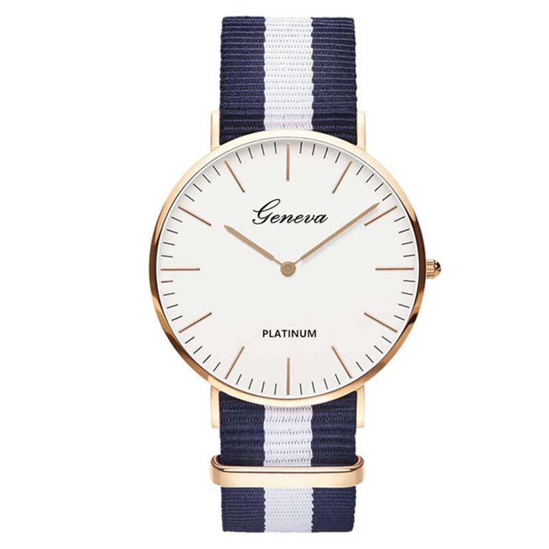 Womens Nylon Geneva strap Watch